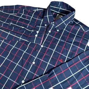 Brooks Brothers Shirt Men's L Blue Windowpane Madison LS Button Down Non Iron